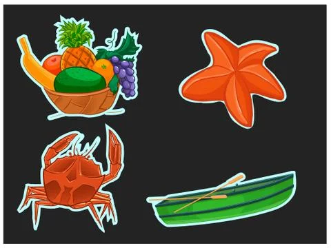 Set summer stickers Stock Illustration
