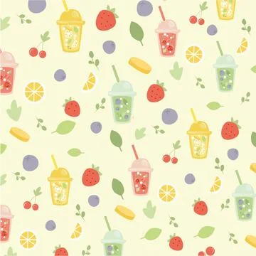 A set of summer sweet cold drinks Stock Illustration
