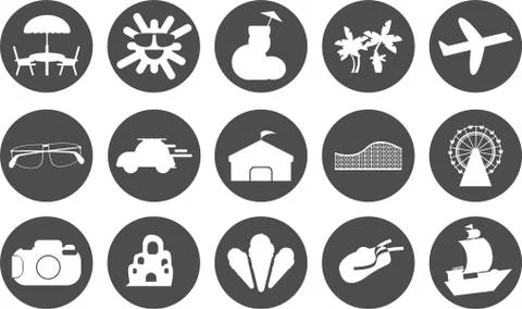 Set of summer theme icons Stock Illustration