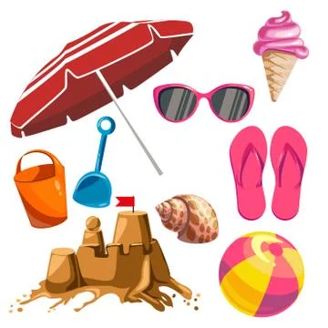 Set of summer things Illustrazione stock