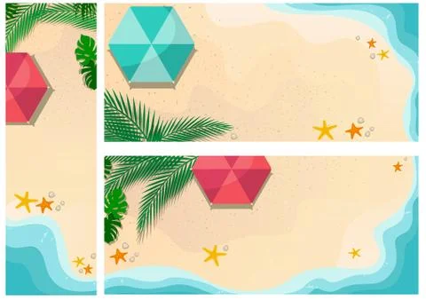 Set of Summer Time Backgrounds or Banners Stock Illustration