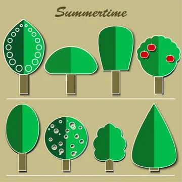 Set of summer trees Stock Illustration