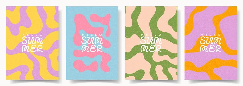 Set of summer trendy posters Stock Illustration
