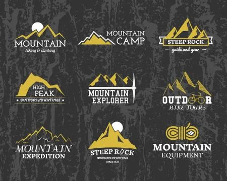 Set of Summer winter mountain explorer camp badge, logo and label templates Stock Illustration
