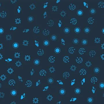 Set Sun and cloud weather, Moon stars, and on seamless pattern. Vector Stock Illustration