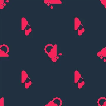 Set Sun and cloud weather and Cloud with rain sun on seamless pattern. Vector Illustrazione stock
