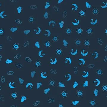 Set Sun and cloud weather, Moon icon, Sunset and Cloud on seamless pattern Stock Illustration