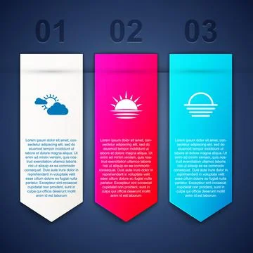 Set Sun and cloud weather, Sunset and . Business infographic template. Vector 스톡 일러스트