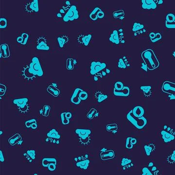 Set Sun and cloud weather, Thermometer, Cloud lightning and on seamless pattern イラスト素材