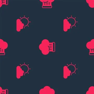 Set Sun and cloud weather and Chef hat on seamless pattern. Vector 스톡 일러스트