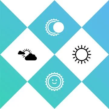 Set Sun and cloud weather, , Eclipse of sun and icon. Vector Stock Illustration