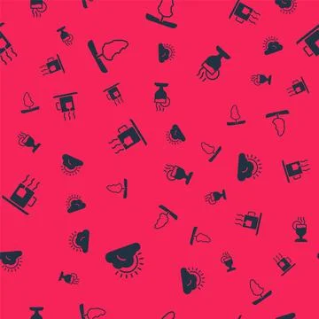 Set Sun and cloud weather, Tree, Cup of tea with tea bag and Mulled wine on.. 스톡 일러스트