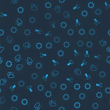 Set Sun, Cloud with moon and stars, and on seamless pattern. Vector Stock Illustration