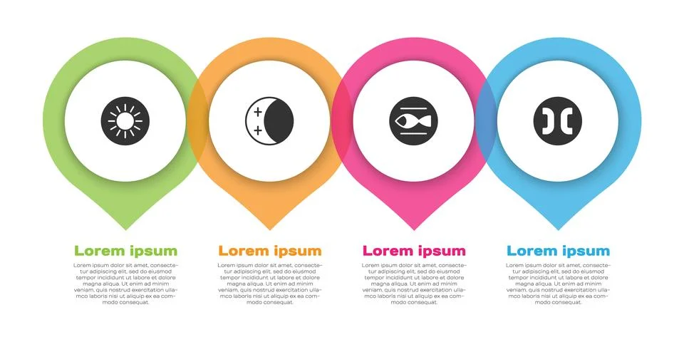 Set Sun, Eclipse of the sun, Pisces zodiac and . Business infographic templ.. Ilustração Stock