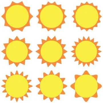 Set sun flat design on a white background 库存插图