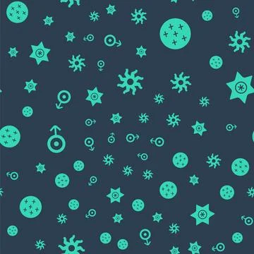 Set Sun, Full moon, Symbol Uranus and Falling star on seamless pattern. Vector Illustrazione stock