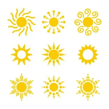 Set of sun icons Stock Illustration