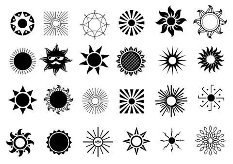 Set of sun icons Stock Illustration