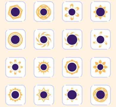 Set of sun icons Stock Illustration
