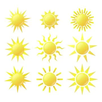 Set of sun icons Stock Illustration