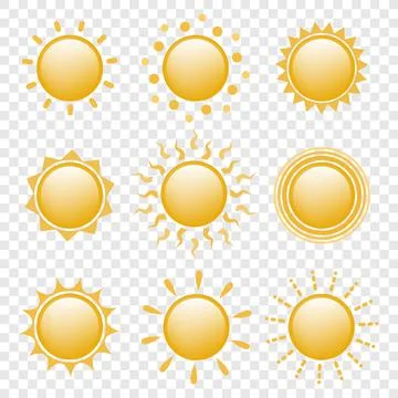Set of sun icons Illustrazione stock