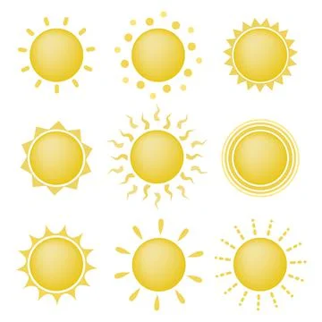 Set of sun icons Illustrazione stock