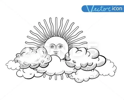 Set of sun icons isolated on white background. Vector illustration. Stock Illustration