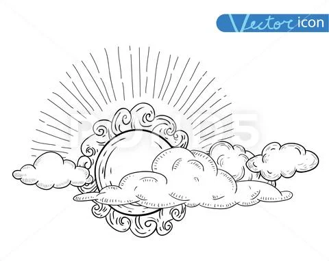 Set of sun icons isolated on white background. Vector illustration. Stock Illustration