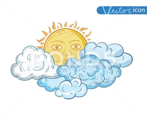 Set of sun icons isolated on white background. Vector illustration. Stock Illustration
