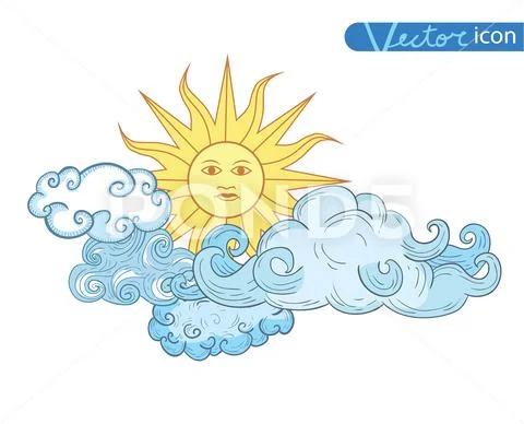 Set of sun icons isolated on white background. Vector illustration. Stock Illustration