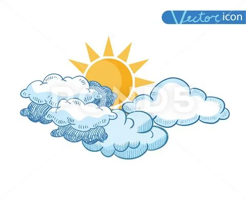 Set of sun icons isolated on white background. Vector illustration. Stock Illustration