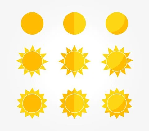 Set of sun icons. Vector illustration. Stock Illustration