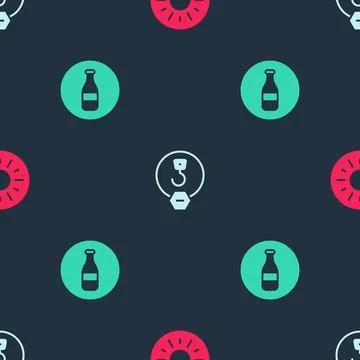 Set Sun, Industrial hook and Bottle on seamless pattern. Vector Stock Illustration