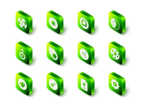 Set Sun, Libra zodiac, Eclipse of the sun, Full moon, Falling star, Windy wea Ilustração Stock