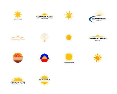 Set of Sun Logo Design Template Vector Stock Illustration