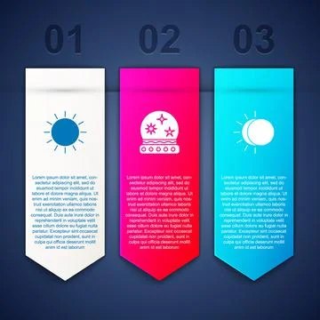 Set Sun, Magic ball and Eclipse of the sun. Business infographic template Illustrazione stock