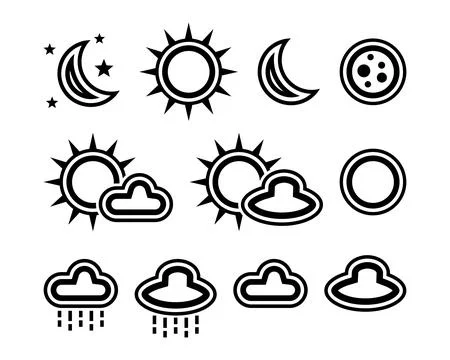 Set sun moon cloud icons template Stock Illustration