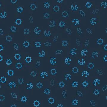 Set Sun, Moon icon, Cloud and on seamless pattern. Vector 스톡 일러스트