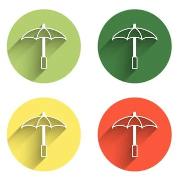Set Sun protective umbrella for beach icon isolated with long shadow backgr.. Stock Illustration