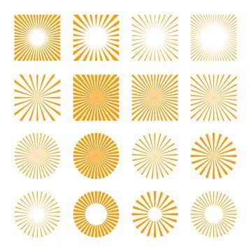 Set of sun rays starburst background. Sunburst icons set for summer element. Stock Illustration