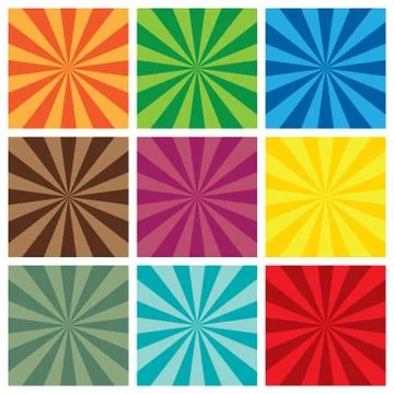 Set of sun sunburst retro pattern Stock Illustration