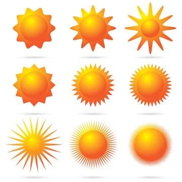 Set of sun symbol Stock Illustration