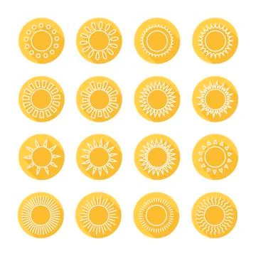 Set of sun web icons,symbol,sign in flat style. Suns collection. Elements for Stock Illustration