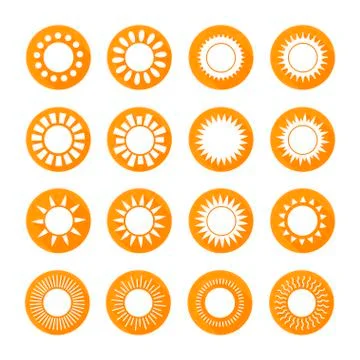 Set of sun web icons,symbol,sign in flat style. Suns collection. Elements for Stock Illustration