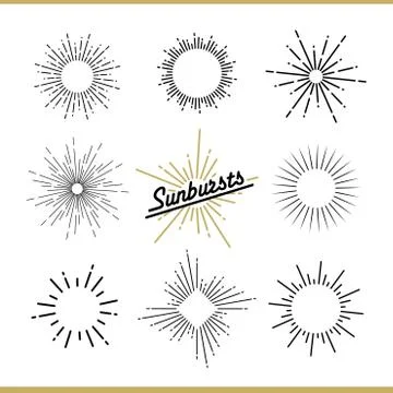 Set of sunburst design elements for badges, logos and labels Stock Illustration