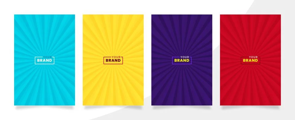 Set of Sunburst Pattern Background. Rays. Radial. Summer Banner. Stock Illustration