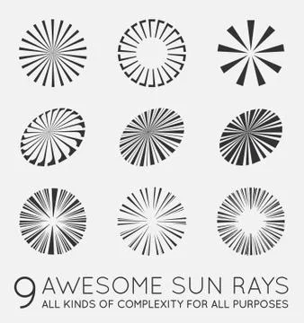 Set of Sunburst Vector Rays of Sun Stock Illustration