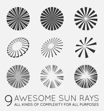 Set of Sunburst Vector Rays of Sun Stock Illustration