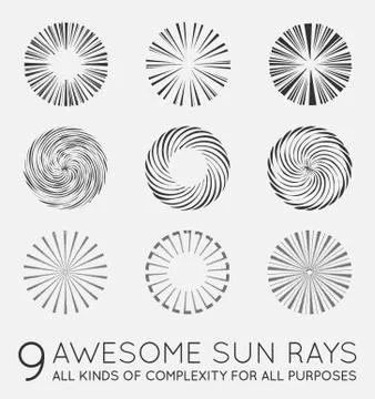 Set of Sunburst Vector Rays of Sun Stock Illustration