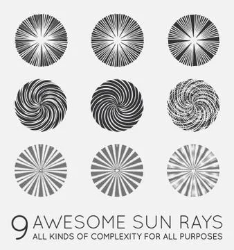 Set of Sunburst Vector Rays of Sun Stock Illustration